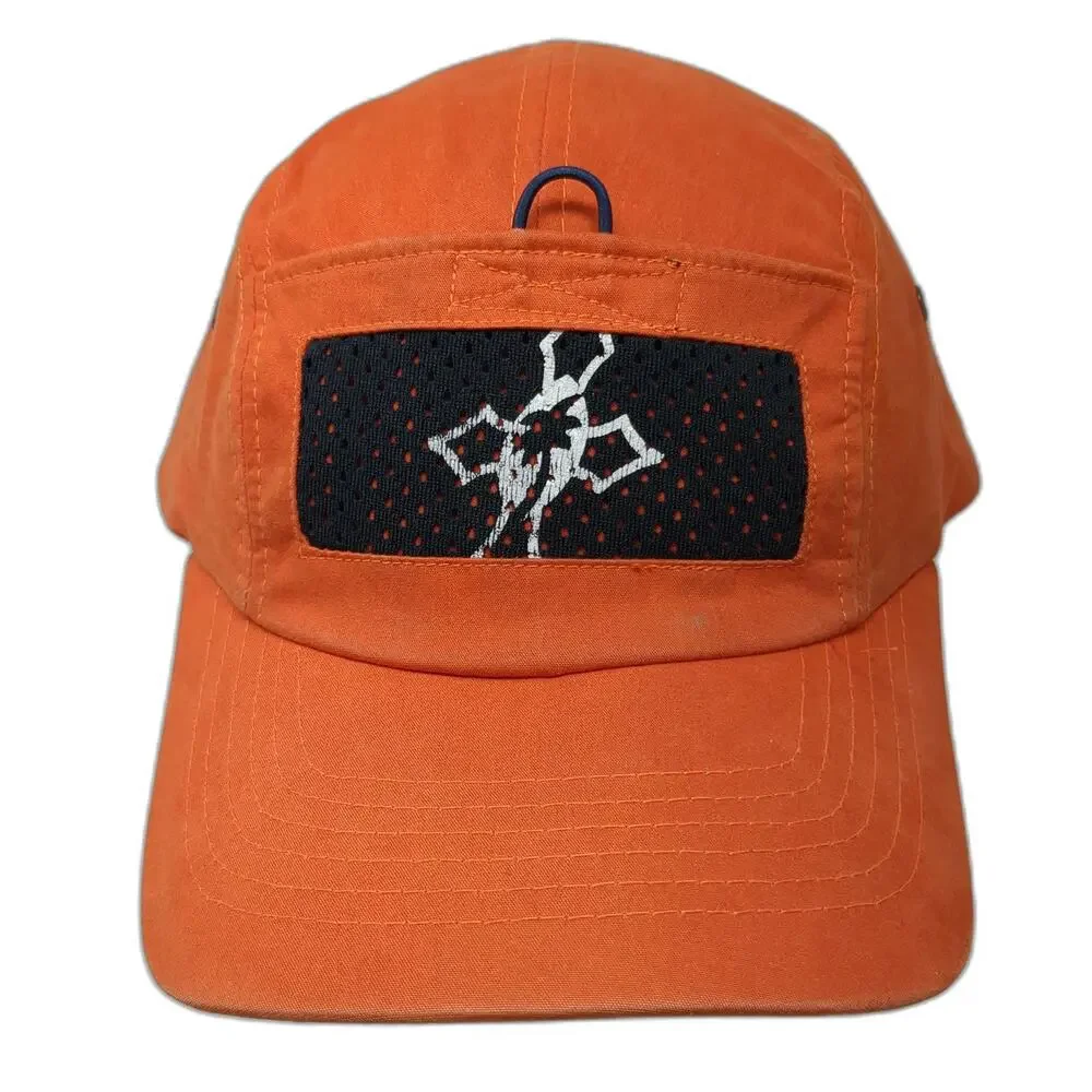 5 Panel Orange Hat One Size Strapback Mesh Patch Ski Graphic Blue Loop Cotton